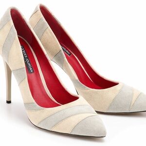 Charles Jourdan Paris shoes size 10 heels grey beige and red heels